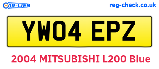 YW04EPZ are the vehicle registration plates.