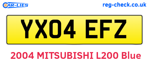 YX04EFZ are the vehicle registration plates.