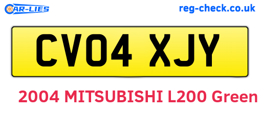 CV04XJY are the vehicle registration plates.
