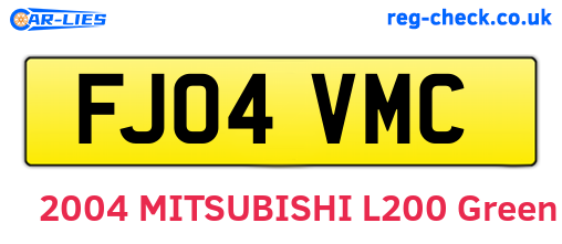 FJ04VMC are the vehicle registration plates.