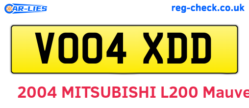 VO04XDD are the vehicle registration plates.