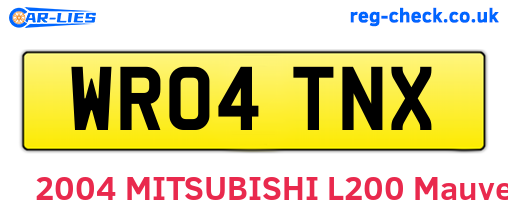 WR04TNX are the vehicle registration plates.