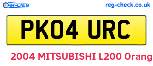 PK04URC are the vehicle registration plates.