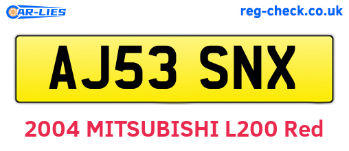 AJ53SNX are the vehicle registration plates.