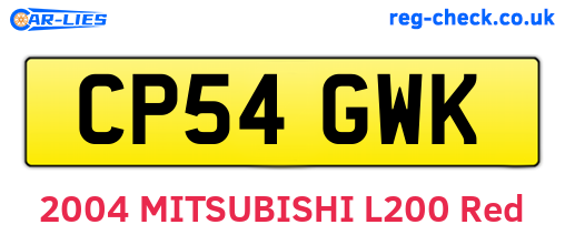 CP54GWK are the vehicle registration plates.