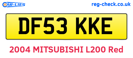 DF53KKE are the vehicle registration plates.