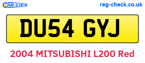 DU54GYJ are the vehicle registration plates.