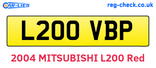 L200VBP are the vehicle registration plates.
