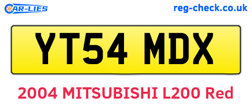 YT54MDX are the vehicle registration plates.