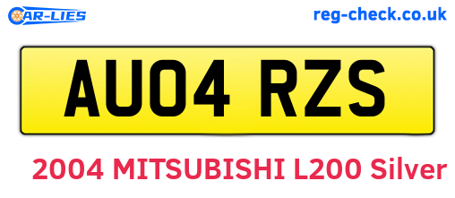 AU04RZS are the vehicle registration plates.