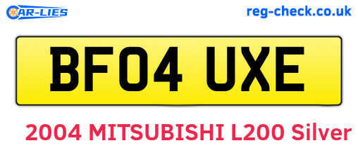 BF04UXE are the vehicle registration plates.