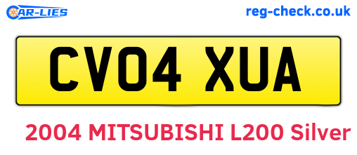 CV04XUA are the vehicle registration plates.