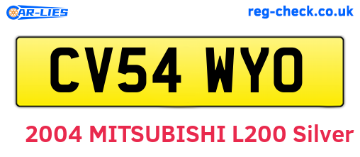 CV54WYO are the vehicle registration plates.