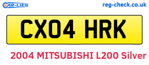 CX04HRK are the vehicle registration plates.