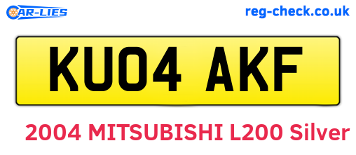 KU04AKF are the vehicle registration plates.