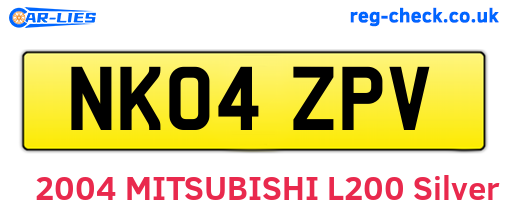 NK04ZPV are the vehicle registration plates.