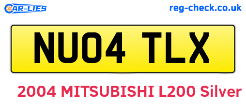 NU04TLX are the vehicle registration plates.