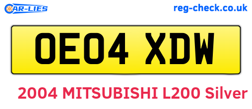 OE04XDW are the vehicle registration plates.