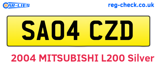 SA04CZD are the vehicle registration plates.