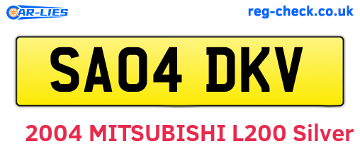 SA04DKV are the vehicle registration plates.