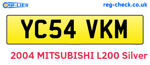 YC54VKM are the vehicle registration plates.