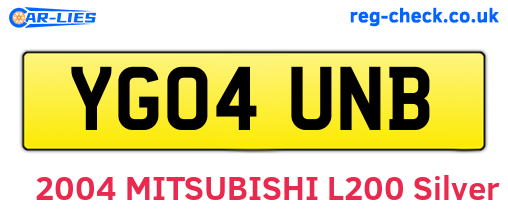 YG04UNB are the vehicle registration plates.