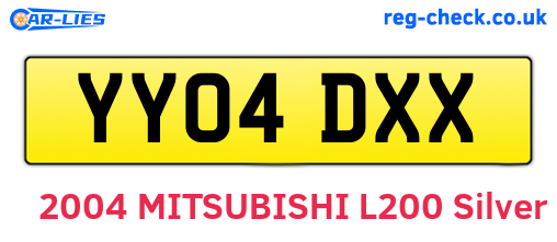 YY04DXX are the vehicle registration plates.