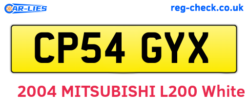 CP54GYX are the vehicle registration plates.