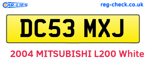 DC53MXJ are the vehicle registration plates.