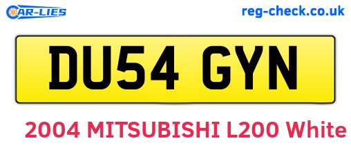 DU54GYN are the vehicle registration plates.