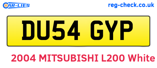 DU54GYP are the vehicle registration plates.