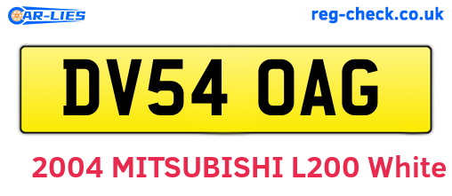 DV54OAG are the vehicle registration plates.