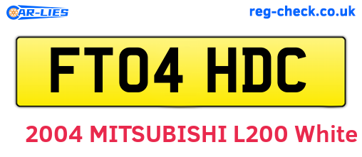 FT04HDC are the vehicle registration plates.