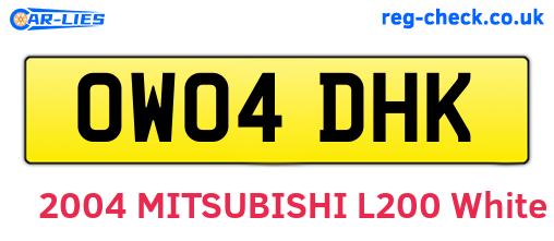 OW04DHK are the vehicle registration plates.