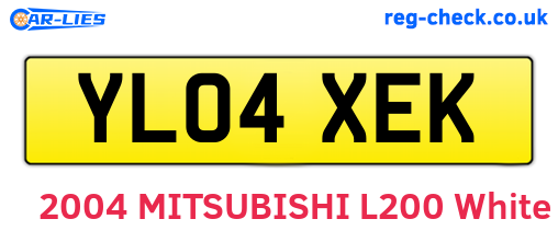 YL04XEK are the vehicle registration plates.