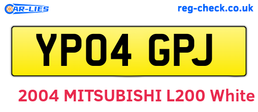 YP04GPJ are the vehicle registration plates.