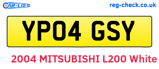 YP04GSY are the vehicle registration plates.