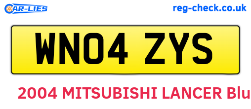 WN04ZYS are the vehicle registration plates.
