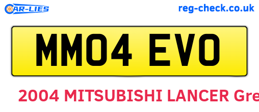 MM04EVO are the vehicle registration plates.