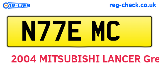 N77EMC are the vehicle registration plates.