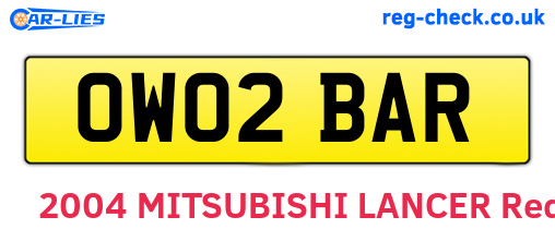 OW02BAR are the vehicle registration plates.