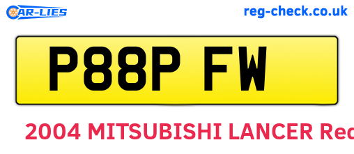 P88PFW are the vehicle registration plates.