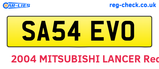 SA54EVO are the vehicle registration plates.