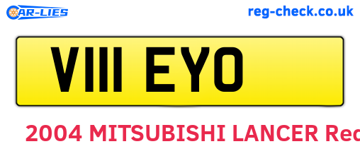 V111EYO are the vehicle registration plates.