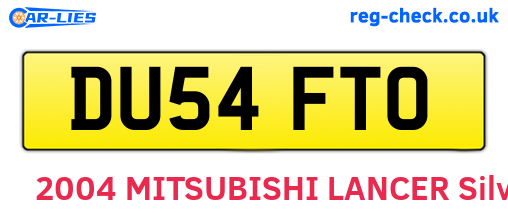 DU54FTO are the vehicle registration plates.