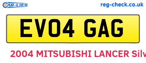 EV04GAG are the vehicle registration plates.