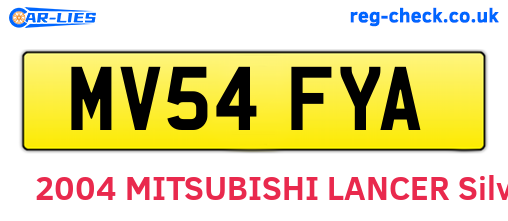 MV54FYA are the vehicle registration plates.