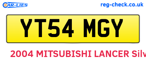 YT54MGY are the vehicle registration plates.