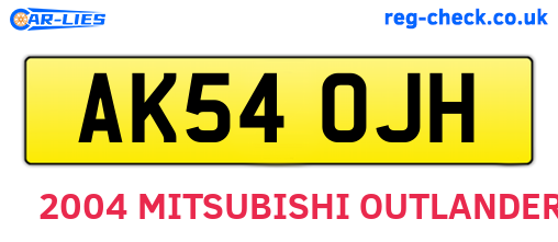 AK54OJH are the vehicle registration plates.