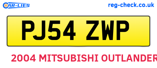 PJ54ZWP are the vehicle registration plates.